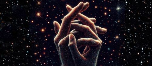 Mani intrecciate nell'universo - © Foto Bing IA