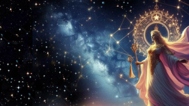 Dea della buona sorte con notte stellata - &copy; Foto Bing IA