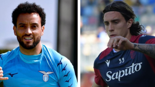 Felipe Anderson, attaccante della Lazio. Foto &copy; S.S. Lazio. Riccardo Calafiori, difensore del Bologna. Foto &copy; Bologna FC