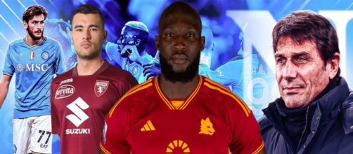 Kvaratskhelia, Buongiorno, Lukaku e Conte - © collage foto di Armando Areniello