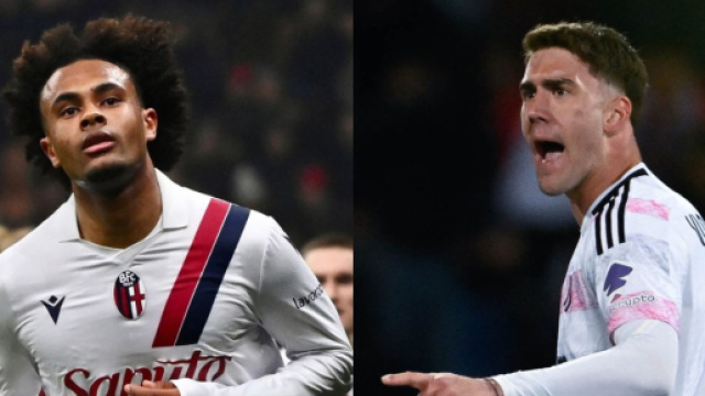Joshua Zirkzee, foto © Bologna FC e Dusan Vlahovic, foto © Juventus