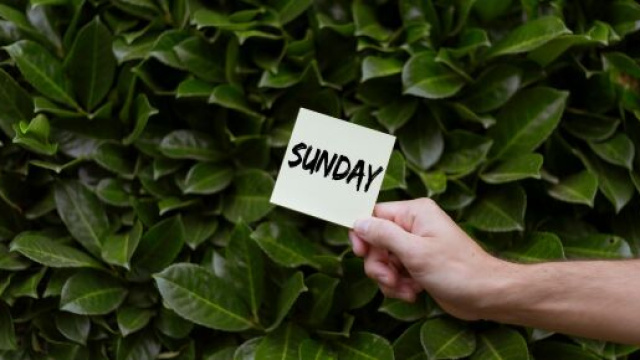 Mano con la scritta "sunday" (domenica)- © Pexels.com.