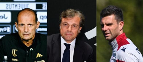 Massimiliano Allegri e Cristiano Giuntoli della Juventus. Foto © Juventus FC. Thiago Motta, allenatore del Bologna. Foto © Bologna FC