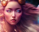 Donna con gli occhi azzurri e pianeti © Immagine Pixabay.
