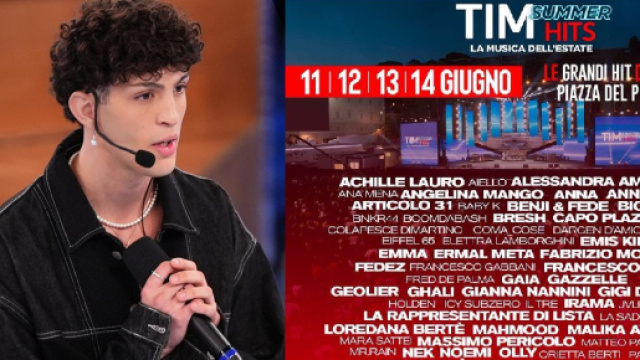 Mida e il cast del Tim Summer Hits - screenshot © Canale 5 e Rai.