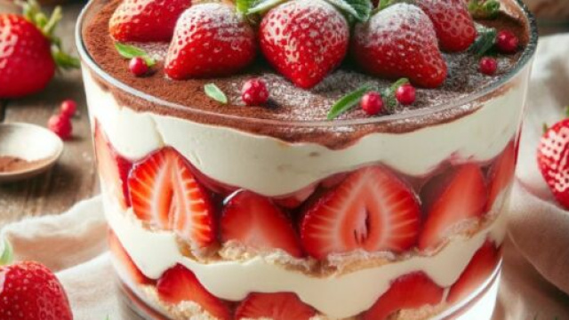 Tiramisù alle fragole - immagine creata con © ChatGpt.