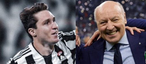 Federico Chiesa, attaccante della Juventus. Foto © Juventus. Giuseppe Marotta, presidente dell'Inter. Foto © Inter