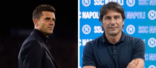 Thiago Motta, allenatore della Juventus. Foto © Juventus. Antonio Conte, allenatore del Napoli. Foto © Napoli