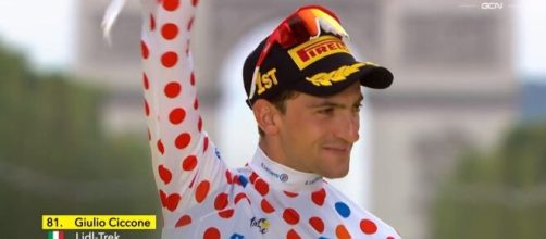 Giulio Ciccone in maglia a pois al Tour 2023 - Screenshot © Eurosport.