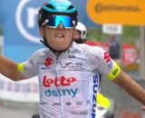 Jarno Widar al Giro Next Gen - Screenshot © Eurosport