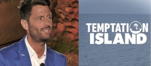 Filippo Bisciglia e il logo di Temptation Island - screenshot © Canale 5.