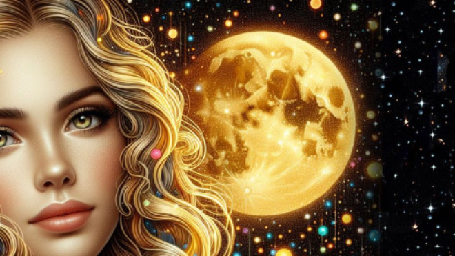 Volto di donna con luna in sottofondo - © Foto Bing IA