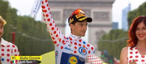 Giulio Ciccone in maglia a pois al Tour 2023 - Screenshot © Eurosport