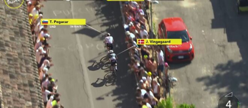 L'attacco di Tadej Pogacar - Screenshot © Eurosport
