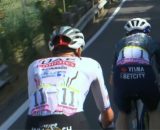 Jonas Vingegaard e Tadej Pogacar nella tappa del San Luca - Screenshot © Eurosport.
