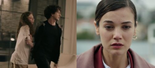 Ece Yüksel (İnci), Onur Durmaz (Engin) e Pınar Deniz (Ceylin) - screenshot © Segreti di famiglia.