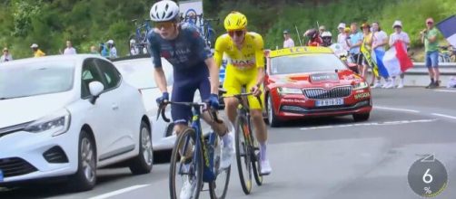 Tadej Pogacar e Jonas Vingegaard al Tour de France 2024 - Screenshot © Eurosport