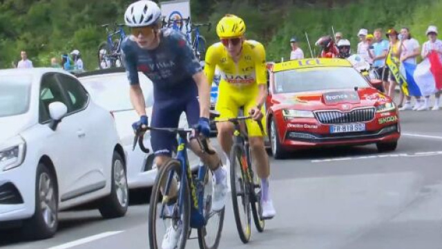 Tadej Pogacar e Jonas Vingegaard al Tour de France 2024 - Screenshot © Eurosport
