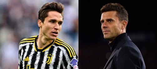 Federico Chiesa, attaccante della Juventus e Thiago Motta, allenatore della Juventus. Foto © Juventus