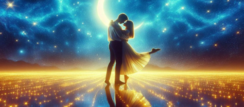 Coppia innamorata che danza sotto le stelle - © Bing IA.