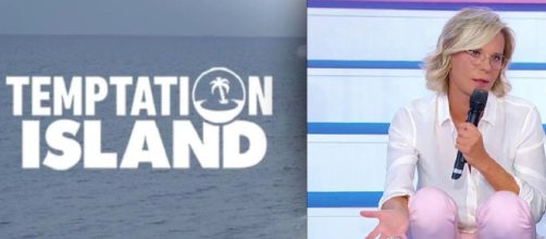 Il logo di Temptation Island e Maria De Filippi - screenshot © Canale 5.