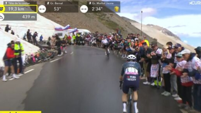 Pogacar e Vingegaard sulla salita del Galibier - Screenshot © Eurosport