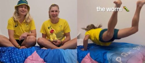 Atlete australiane testano i letti olimpici - Screenshot © Profilo TikTok Daria Saville