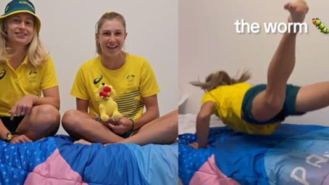 Atlete australiane testano i letti olimpici - Screenshot © Profilo TikTok Daria Saville