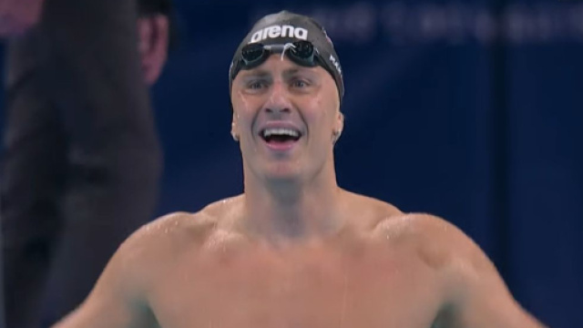 Nicolò Martinenghi dopo la conquista dell'oro olimpico - screenshot © Rai.
