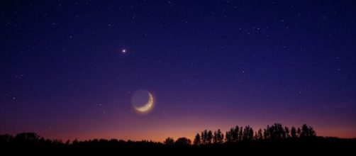 Luna e stelle su un piccolo bosco - pixabay.com.