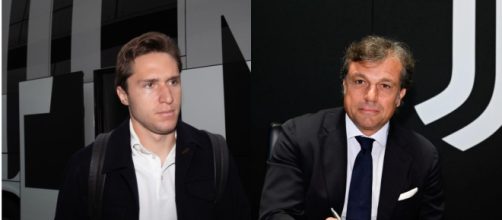 Federico Chiesa, attaccante della Juventus. Foto © Juventus. Cristiano Giuntoli, direttore sportivo della Juventus. Foto © Juventus