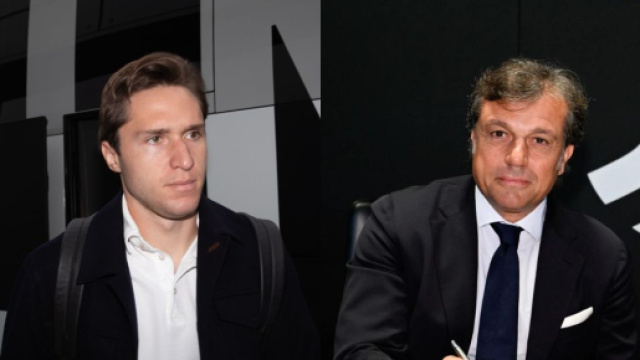 Federico Chiesa, attaccante della Juventus. Foto © Juventus. Cristiano Giuntoli, direttore sportivo della Juventus. Foto © Juventus