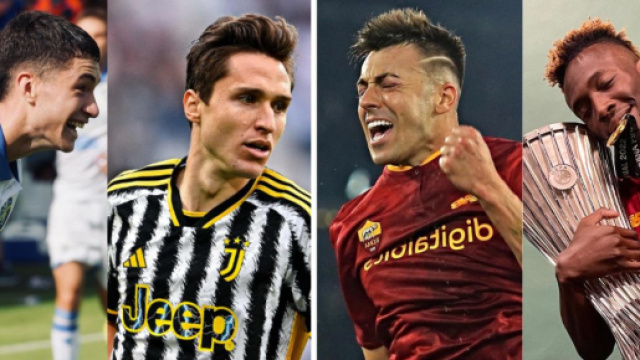 Matias Soulé. Foto © Frosinone. Federico Chiesa. Foto © Juventus. Tammy Abraham e Stephan El Shaarawy. Foto © X/El Shaarawy e Abraham