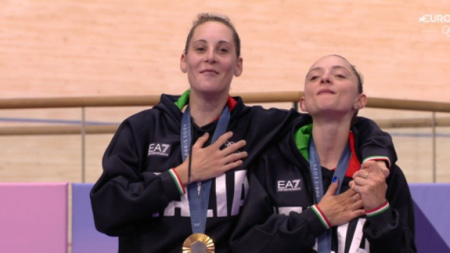 Guazzini e Consonni sul podio alle Olimpiadi di Parigi 2024 - Screenshot © Eurosport