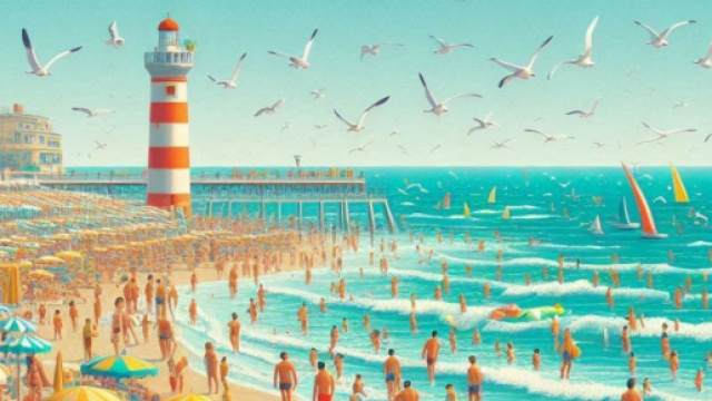 Spiaggia piena di gente - © Bing AI