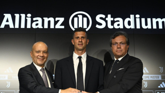 Francesco Scanavino, Ad della Juve. Thiago Motta, allenatore della Juve. Cristiano Giuntoli, ds della Juve. Foto &copy; Juventus