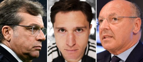 Cristiano Giuntoli, Federico Chiesa e Giuseppe Marotta, foto © Juventus FC