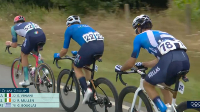 Elia Viviani nella gara di ciclismo delle Olimpiadi di Parigi 2024 - Screenshot &copy; Eurosport