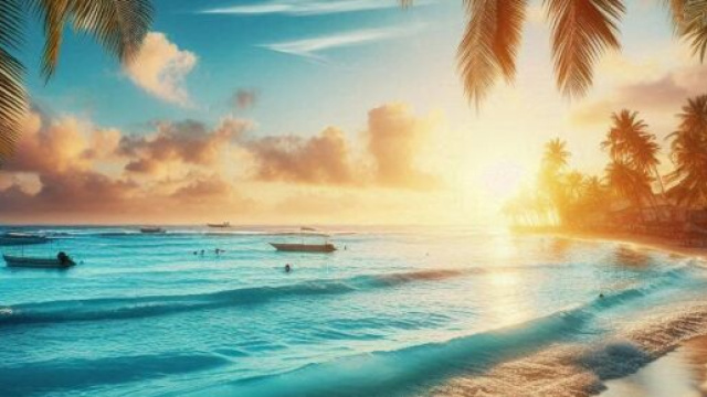 Spiaggia tropicale con palme - © Bing AI.