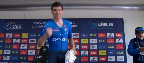 Edoardo Affini, oro agli Europei di ciclismo - Screenshot © Eurosport.