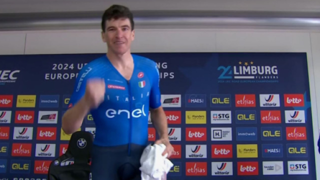 Edoardo Affini, oro agli Europei di ciclismo - Screenshot &copy; Eurosport.