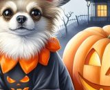 Cagnolino con un costume di Halloween © Pixabay