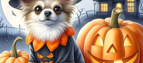 Cagnolino con un costume di Halloween © Pixabay