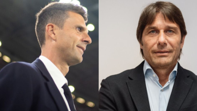 Thiago Motta, allenatore della Juventus. Foto &copy; Juventus. Antonio Conte, allenatore del Napoli. Foto &copy; Napoli