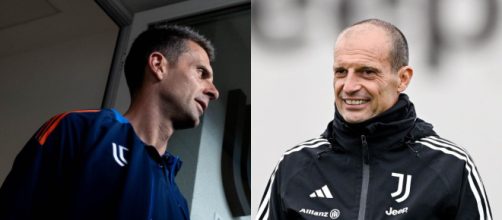 Thiago Motta, allenatore della Juventus e Massimiliano Allegri. Foto © Juventus