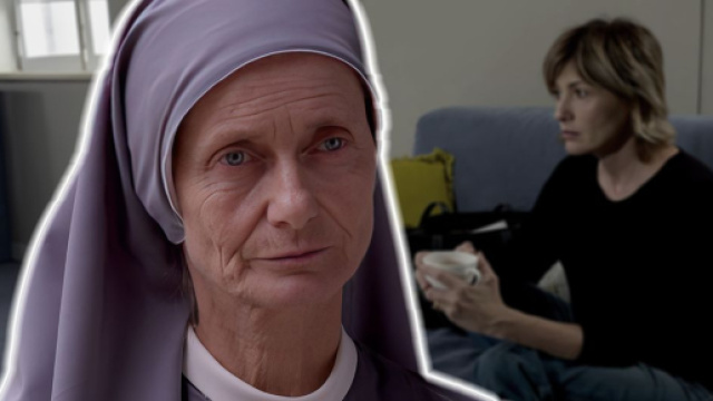 In primo piano suor Maura (Stefania Micheli), sullo sfondo Lara Martinelli (Chiara Conti) &copy; Un Posto al Sole Rai