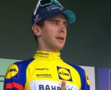 Antonio Tiberi sul podio del Giro del Lussemburgo - Screenshot © Eurosport