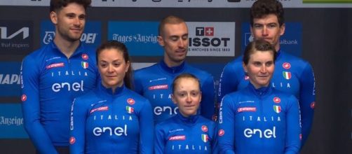 Ciclismo, gli azzurri sul podio - Screenshot © Eurosport