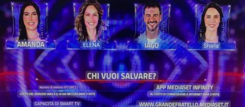 I quattro concorrenti al televoto del 30 settembre (Screenshot Grande Fratello © Canale 5).