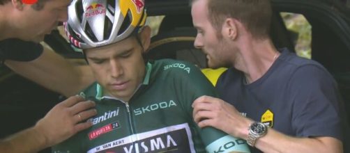 il ritiro di Wout van Aert - Screenshot © Eurosport